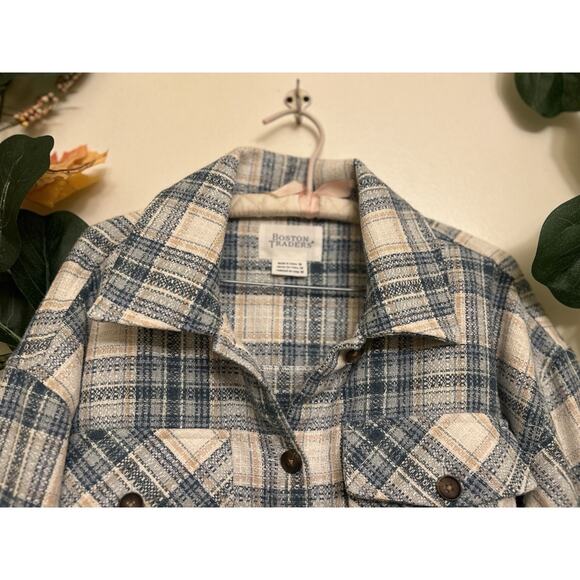 Boston Traders Shacket Plaid Green Womens Button M Outdoor Casual Comfort - Picture 9 of 16